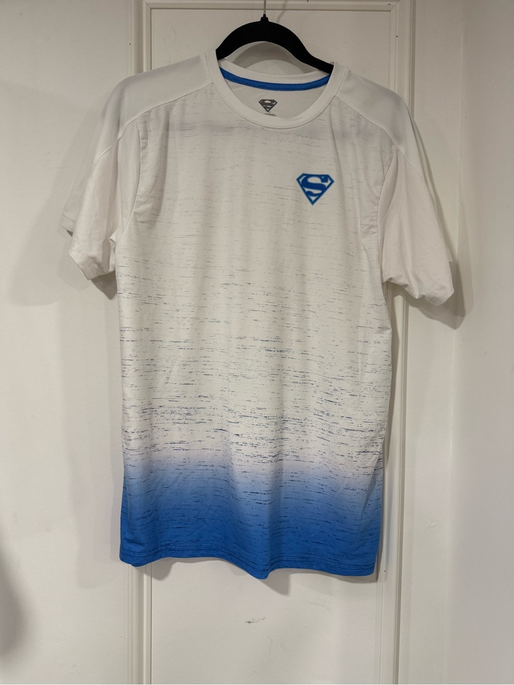 DC White and Blue Gradient Short Sleeve Athletic Tee